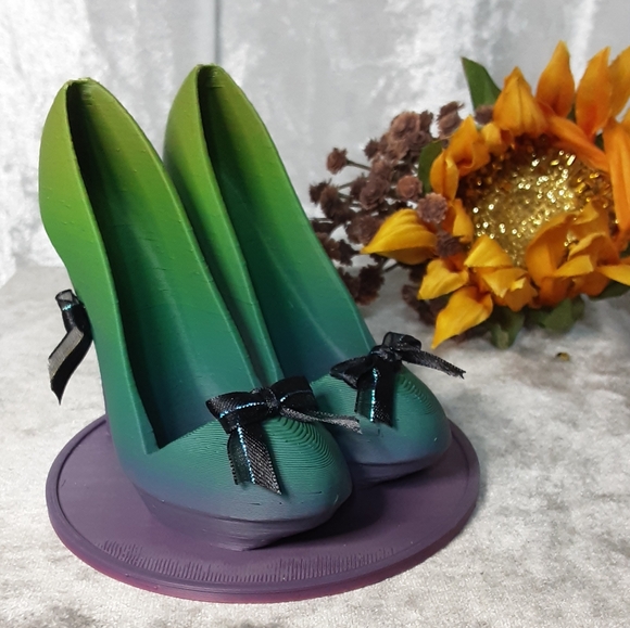 Hand Crafted Other - Handmade 3D Printed High Heel Shoe Cell Phone Holder With Bows Gradient Colorway